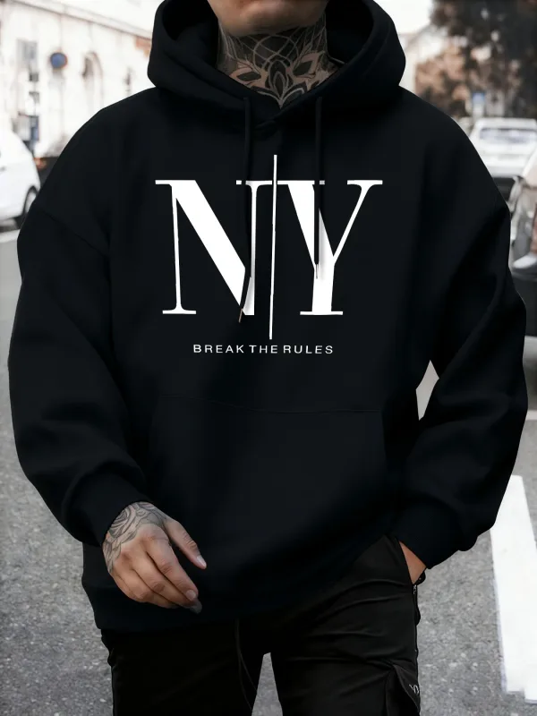 Quebre as regras sim não imprime outono velo sweatshirts masculino macio jogging hoodie rua confortável pullovers esporte solto roupas esportivas