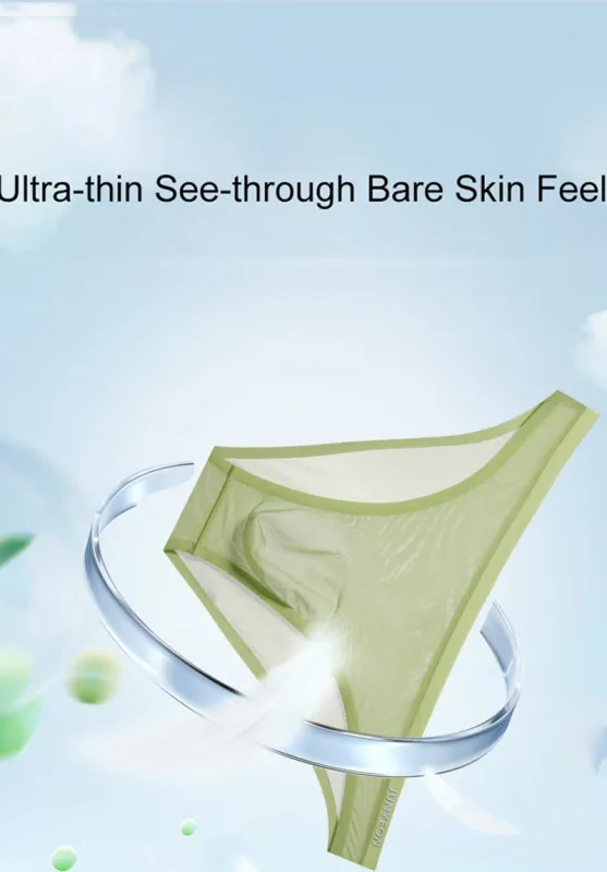 Sem costura de secagem rápida cuecas masculinas cor sólida seda gelo ultra-fino cuecas sexy respirável 3d bolsa calcinha — image 8