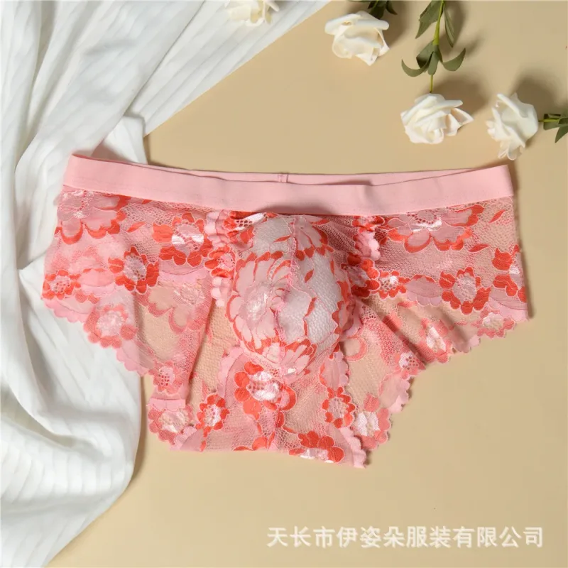 Lace Sexy Underwear Smooth Mens Pouch Panties Perspective Thin Floral Man Briefs Temptation Mesh Low Rise Breathable Underpants — image 8