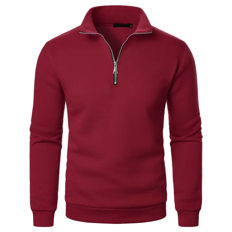 Men's Zip Turn Down Collar Sweatshirts Spring Male Solid Color Loose Pullover Coats BSD-ZW160 — image 22