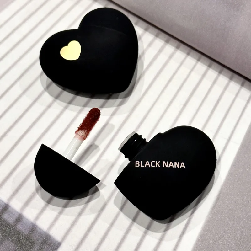 Mini preto prata coração veludo fosco batom labial lama gloss nude à prova d' água duradoura tonalidade labial maquiagem cosmética — image 4