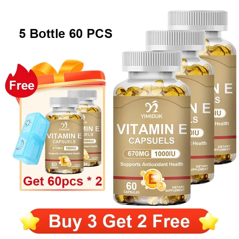 Vitamin E Supplements with Tocopherols & Safflower Oil Support Elasticity Shrink Pores Combat Aging & Antioxidant Immune — image 10