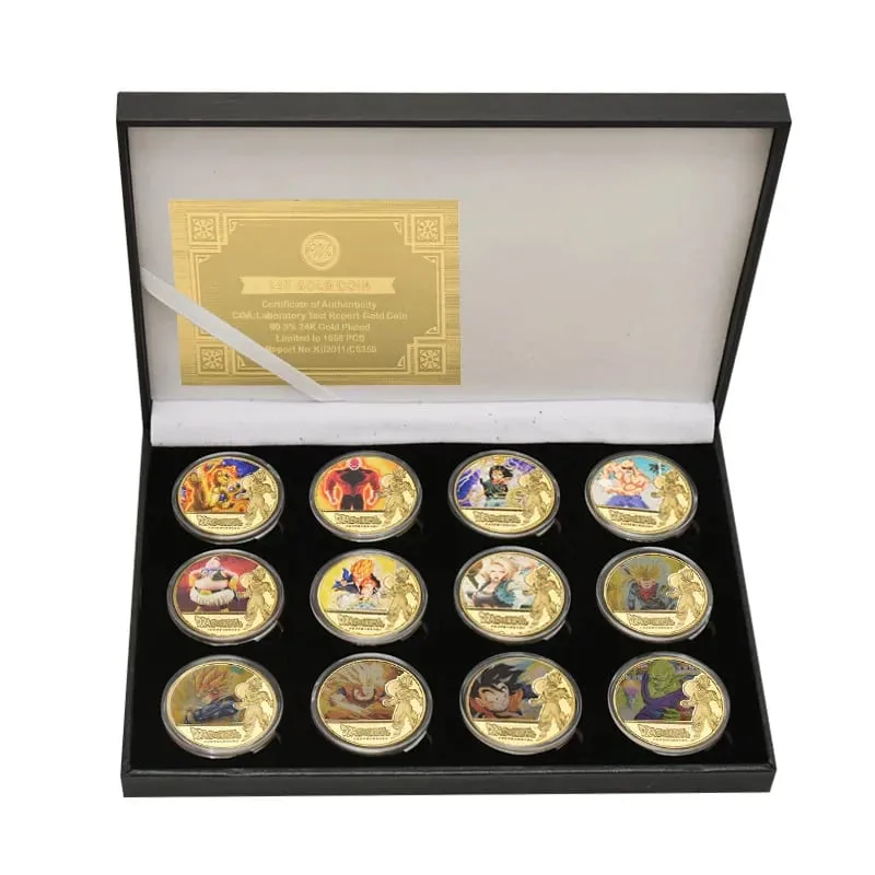 Dragon Ball Banhado A Ouro Moeda de Ouro Son Goku Vegeta Moedas Comemorativas Crianças Clássico Anime Periféricos Coleção Brinquedo Lembrança — image 5