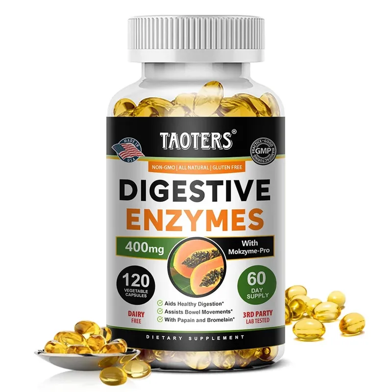 Suplemento de enzimas digestivas Cápsulas de enzimas digestivas para adultos, suporte benéfico do sistema imunológico para bactérias e digestão saudável