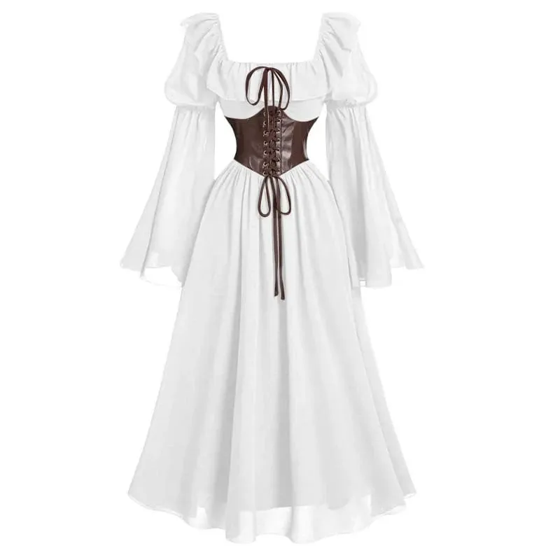 Medieval European and American Halloween New Women's Palace Vintage Dress Horn Sleeve Waist Square Neck Bat Sleeve Long Dress — image 7