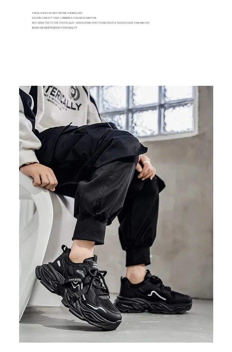 Men's Thick sole casual sneakers four seasons breathable lightweight soft-sole outdoor running shoes students speed sports shoes — image 10