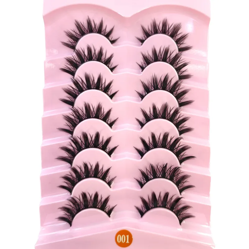 HBZGTLAD7pairs Fox Eye Lashes Wispy Faux Mink Lashes Volume Fairy Cat Eye Lashes That Look Like Extensions Spiky Fake Eyelashes — image 6