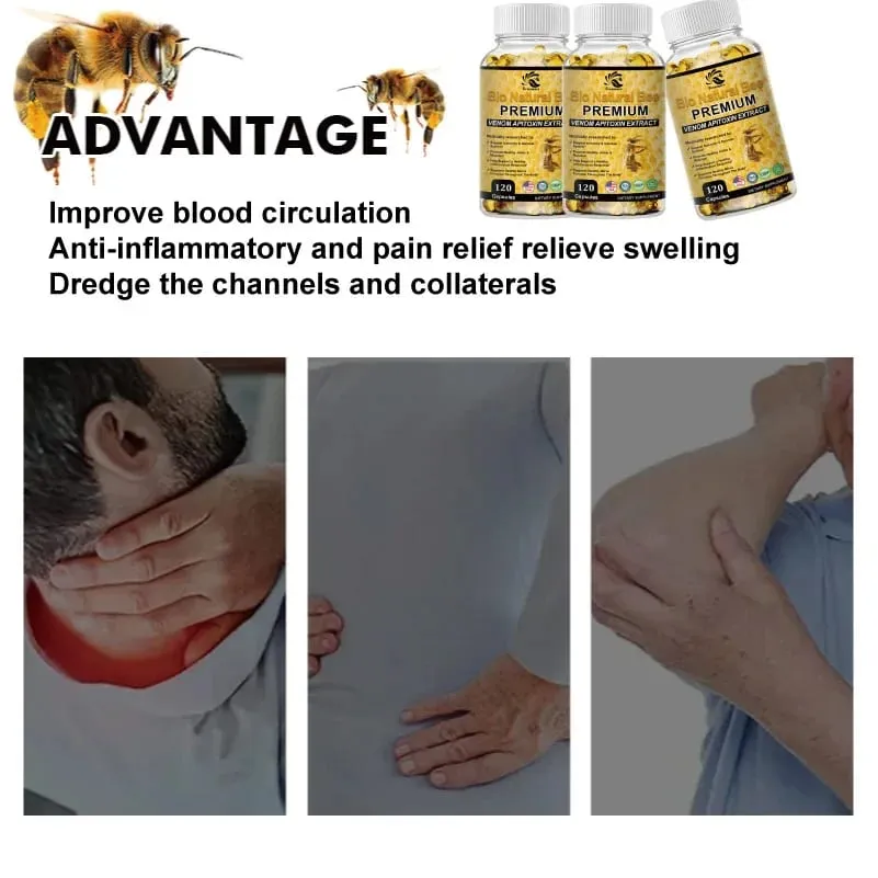 Greensure Natural BEE Venom Capsule pour l'immunité et l'antioxydation - 60/120 Capsules - Sans OGM