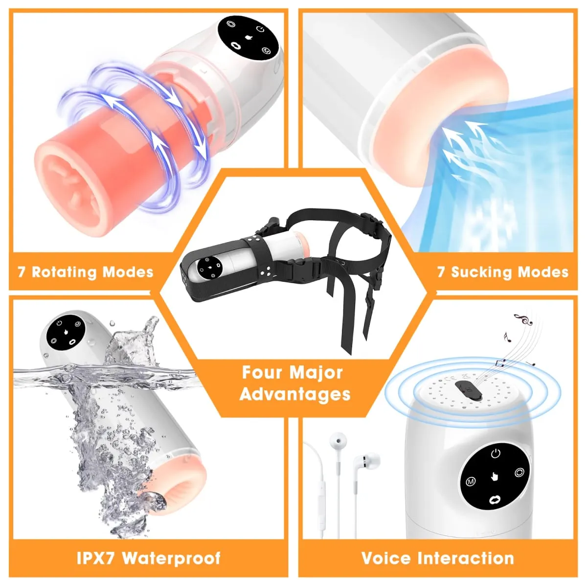 Automatic Rotating Male Masturbation Device - Sucking and Licking Sex Toy 100% Waterproof Penis Pump - Water-Filled Adult Male — image 4