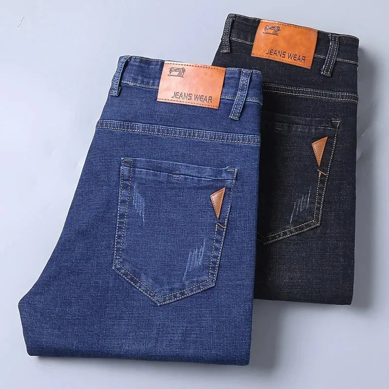 2026 Men NEW Men's Fashion Business Jeans Classic Style Casual Stretch Slim Jean Pants Male Brand Denim Trousers Black Blue Mens — image 4