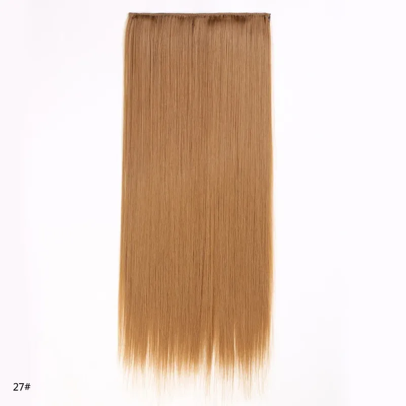 Hairpiece 5-Clips One Piece Clip-In Hair Extension Long Straight Hair Voluminous Natural Soft Synthetic Hair for Women Daily Use