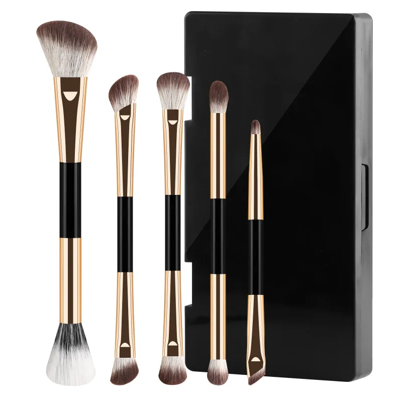 5Pcs Dual Ended Face Eye Brush Kit With Storage Box Blush Detail Eyeliner Brushes For Travel Touch Up — image 8