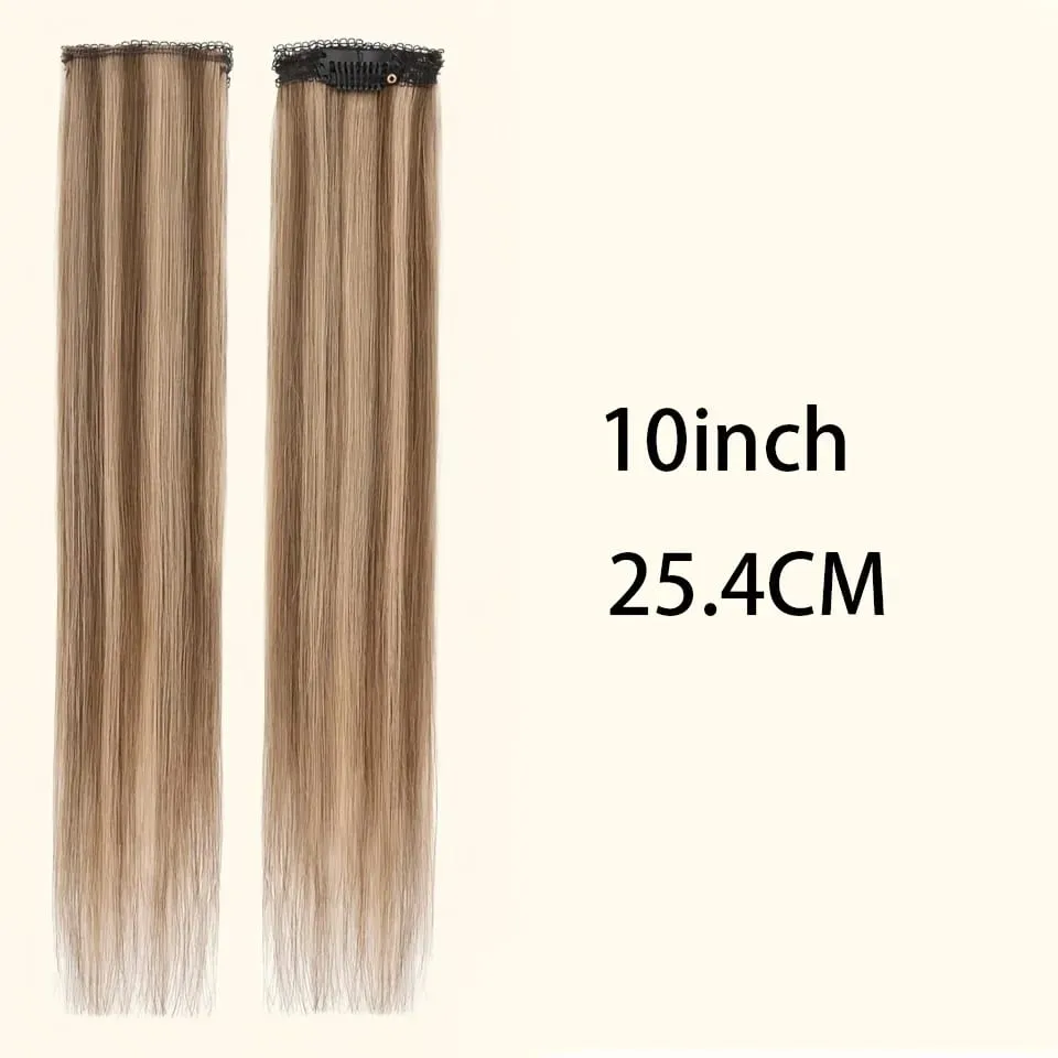 Straight Clip In Hair Extensions Synthetic 6Pcs Highlight Clip On Hair Pieces Thin For Women Short Bob Hairstyle Daily — image 5