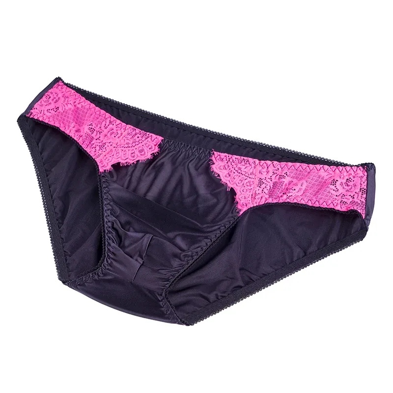 Men's Sexy Briefs Comfortable Healthy Elastic Soft Pouch mid Waist Pure Underwear Men's lace shiny gay underwear — image 15