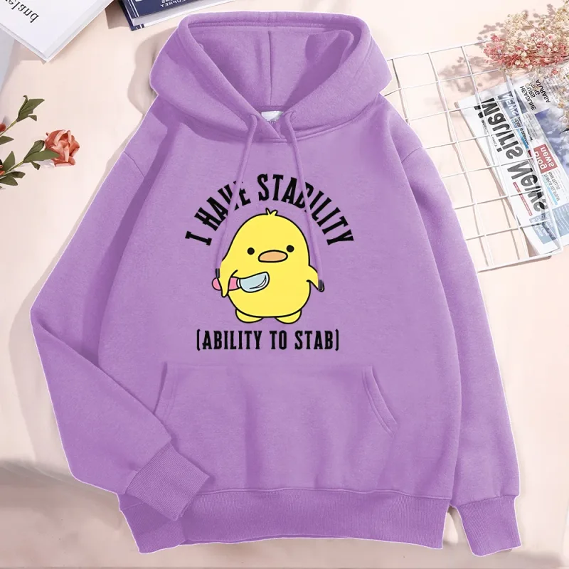 New I Have Stability Ability To Stab Hoodies Men Women Fashion Duck Graphic Sweatshirt Soft Unisex Streetwear Long Sleeve Tops — image 6