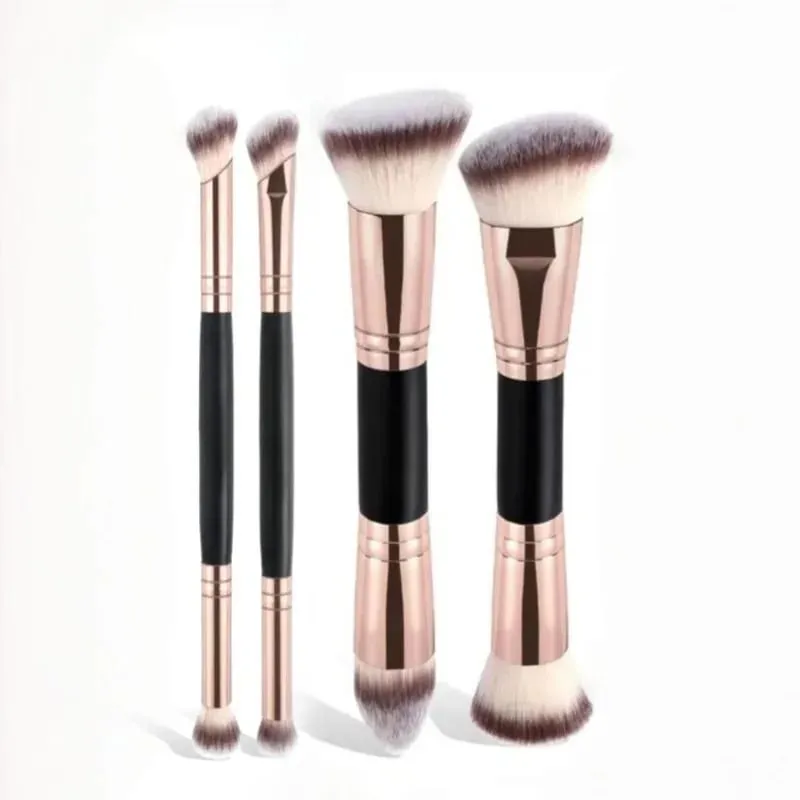 Bộ 4 cọ trang điểm cơ bản hai đầu có hộp phấn nền Chi tiết phấn má dành cho cọ phấn mắt cho người mới bắt đầu du lịch