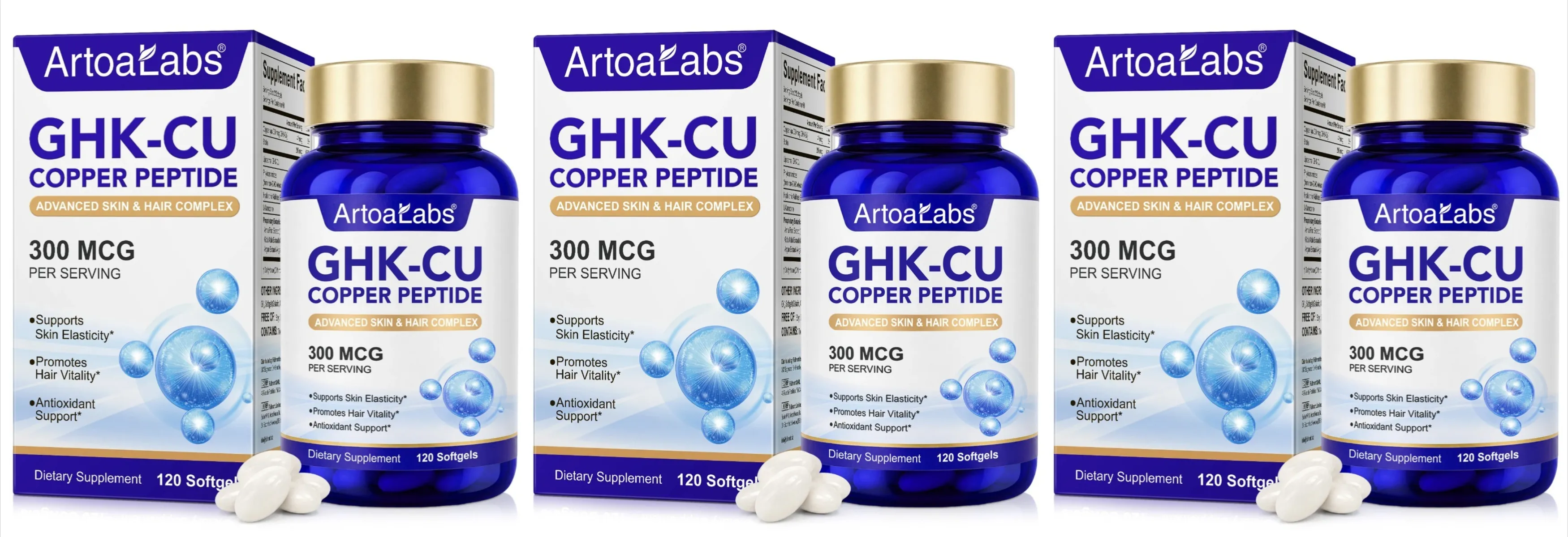 ArtoaLabs GHK-Cu Copper Peptide 300mcg Supplement Advanced Skin Hair Complex with Hyaluronic Acid Biotin Daily Wellness Adluts — image 9