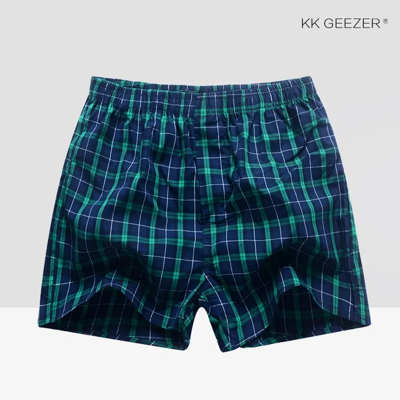 Roupa interior masculina boxer xadrez cuecas 100% algodão shorts masculinos calcinha listrada solta de alta qualidade oversize respirável dropshipping