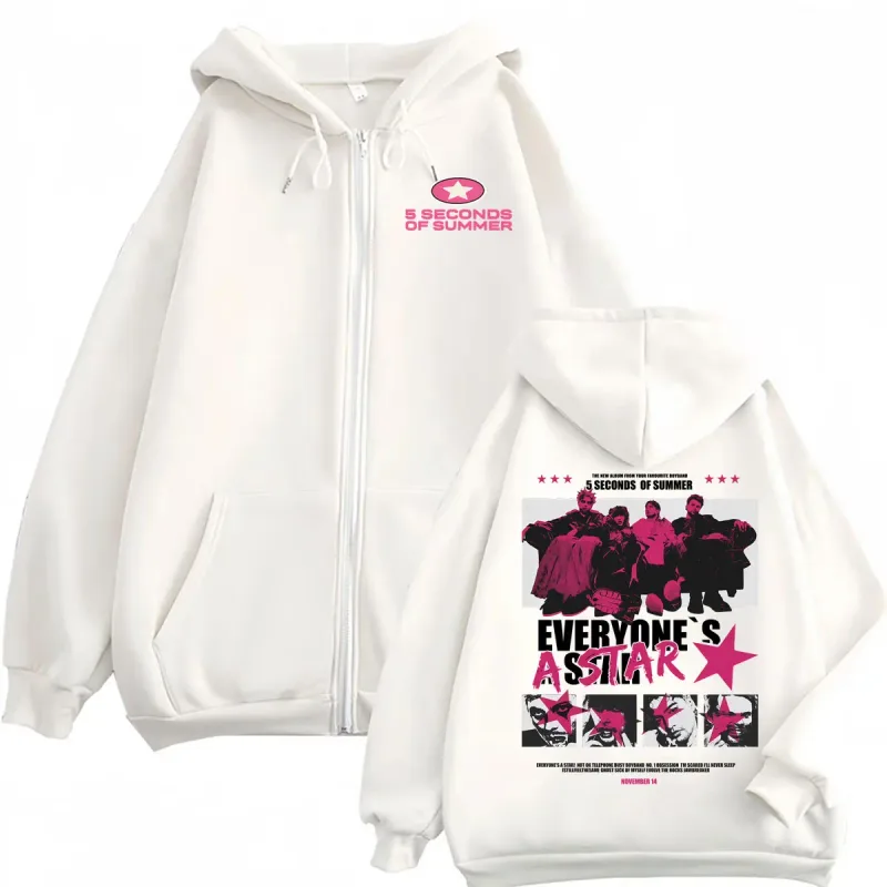 5 Segundo ng Tag-init Lahat ay Bituin 2026 World Tour Zipper Hoodies Coat Lalaki Babae Harajuku Hip Hop Rock Punk Jacket Sweatshirt