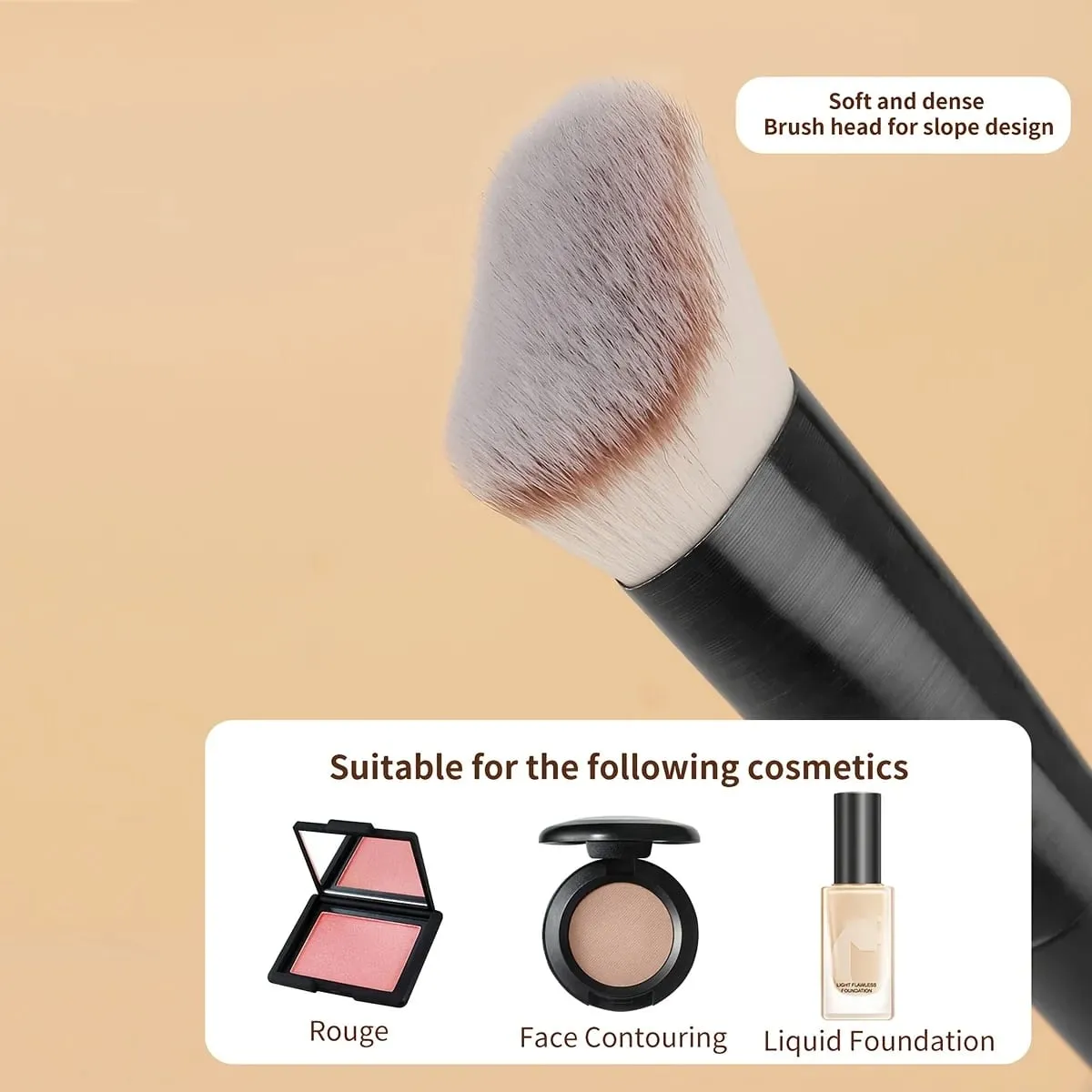 1 Makeup Brush Set Including an Angled Round-Tip and Flat-Tip Foundation Brush with Soft Bristles Comes with a Case — image 4