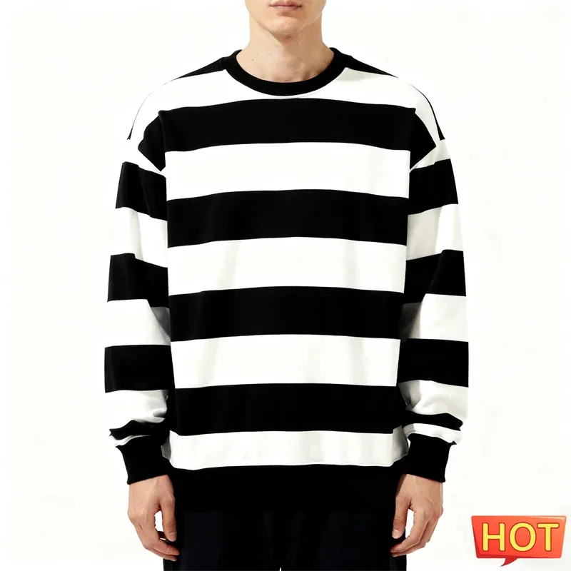 Moletons gráficos listrados simples para homens moda na moda manga longa 3D impresso moletom feio casual pulôveres de grandes dimensões — image 1