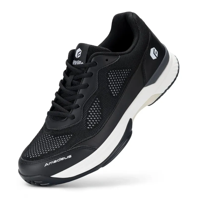 FitVille Men's Wide Width 2E Professional Tennis Training Shoes Breathable Lightweight Non-Slip Sports Sneakers Equipped with Arch Support for All Day Wear