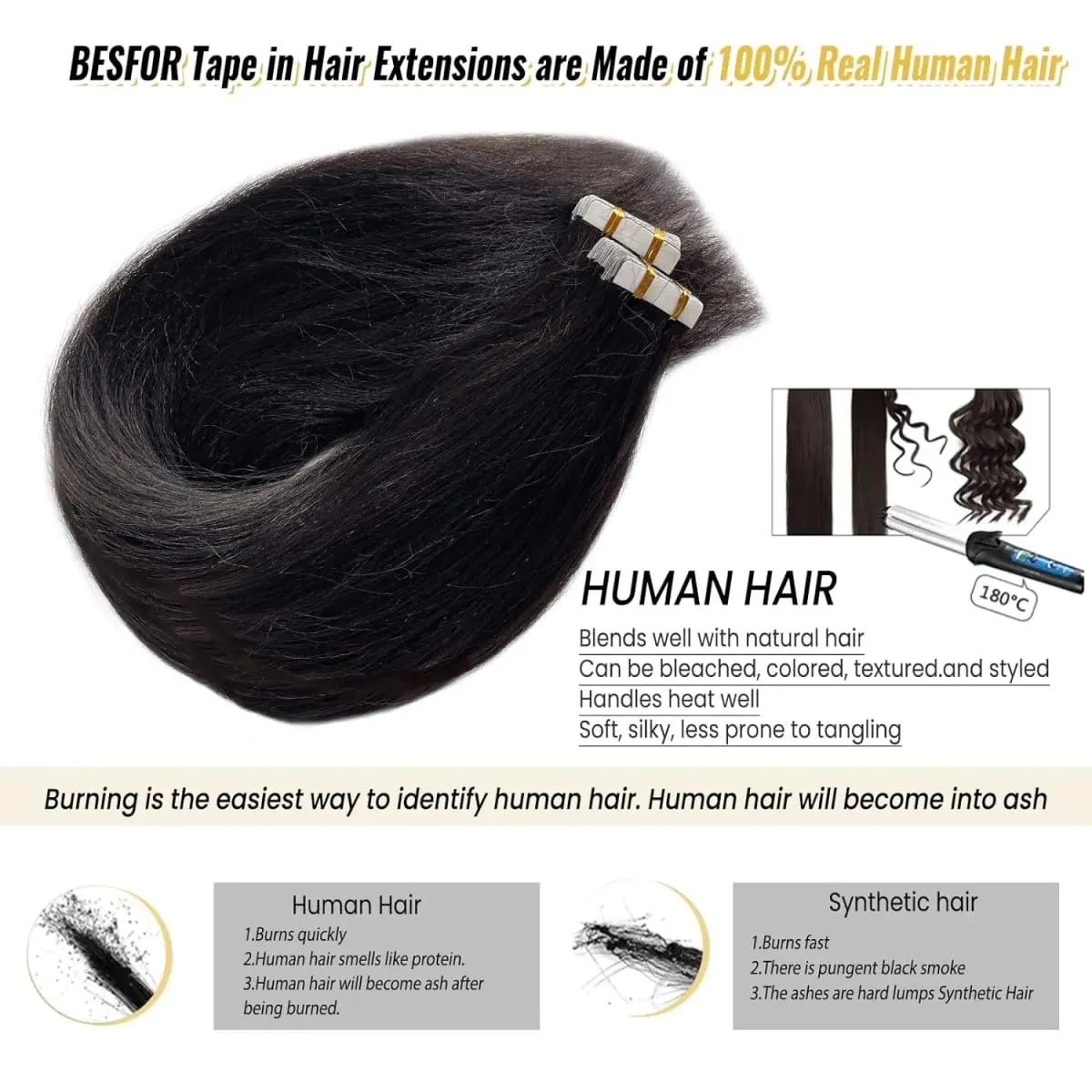 20Pcs/50g Straight Tape In Hair Extensions Full Head 100% Human Hair Tape ins Adhesive Invisible Glue Natural Black 24 26 Inches — image 3
