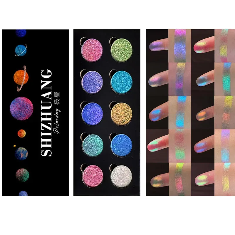 Eyeshadow Palette Chameleon Glitter Metallic Shimmer Glitter Eye Shadow Gradient Colors Fine Flash Eye Makeup