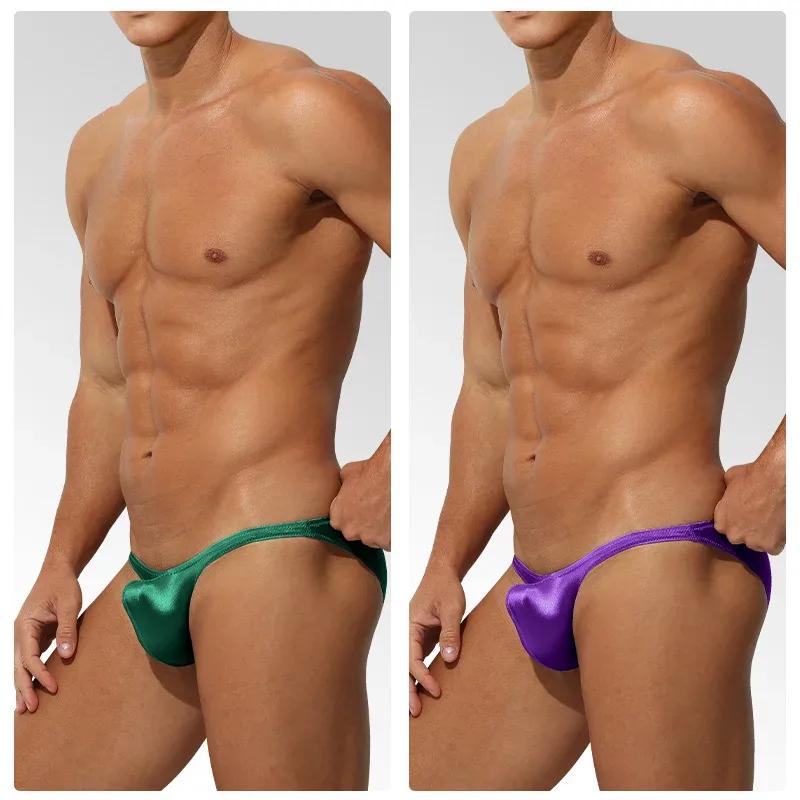 Intimo da uomo in raso di seta ghiaccio a vita bassa Aderente sportivo StyleJJ Boosting slip sensuali di lusso Youth Nylon Spandex — image 12