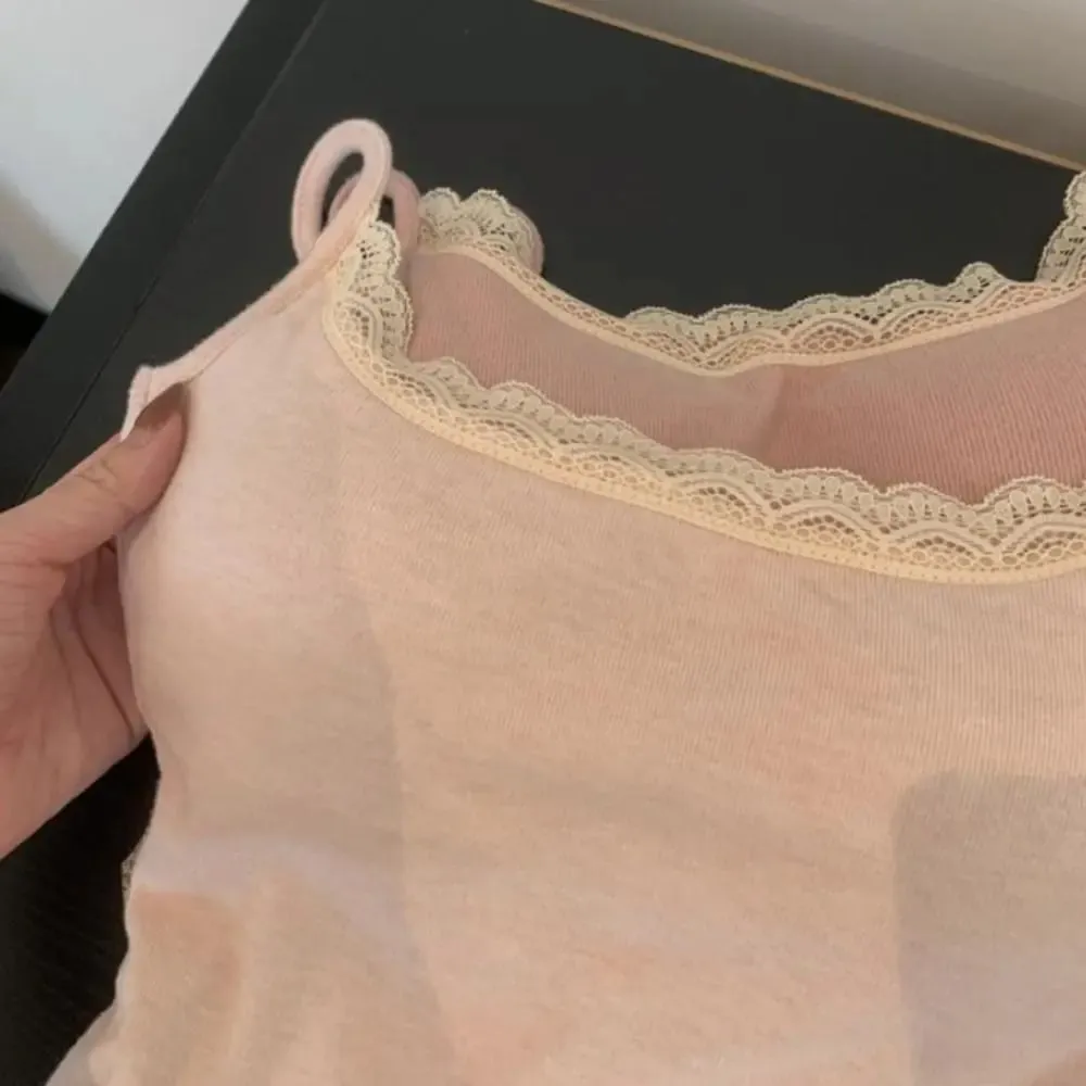 Sexy with Chest Pad Camis Tank Tops Elastic Integrated Top Lace Tops Versatile Short Camisole Women Clothes — image 8