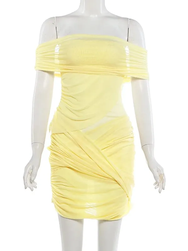 Nibber vestido de festa de baile feminino sexy retalhos sexy multi-camada malha cruz pêssego hip chique clubwear aniversário férias mini bodycon — image 6