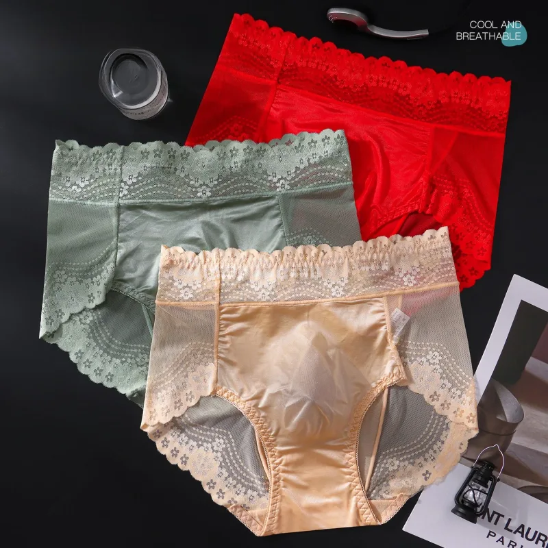 Flower Lace Mesh Hollow Out Sexy Men's Underwear Ice Silk Breathable Seamless Manipis na Triangle na Pantalon Malambot Traceless Panlalaki Briefs — image 3