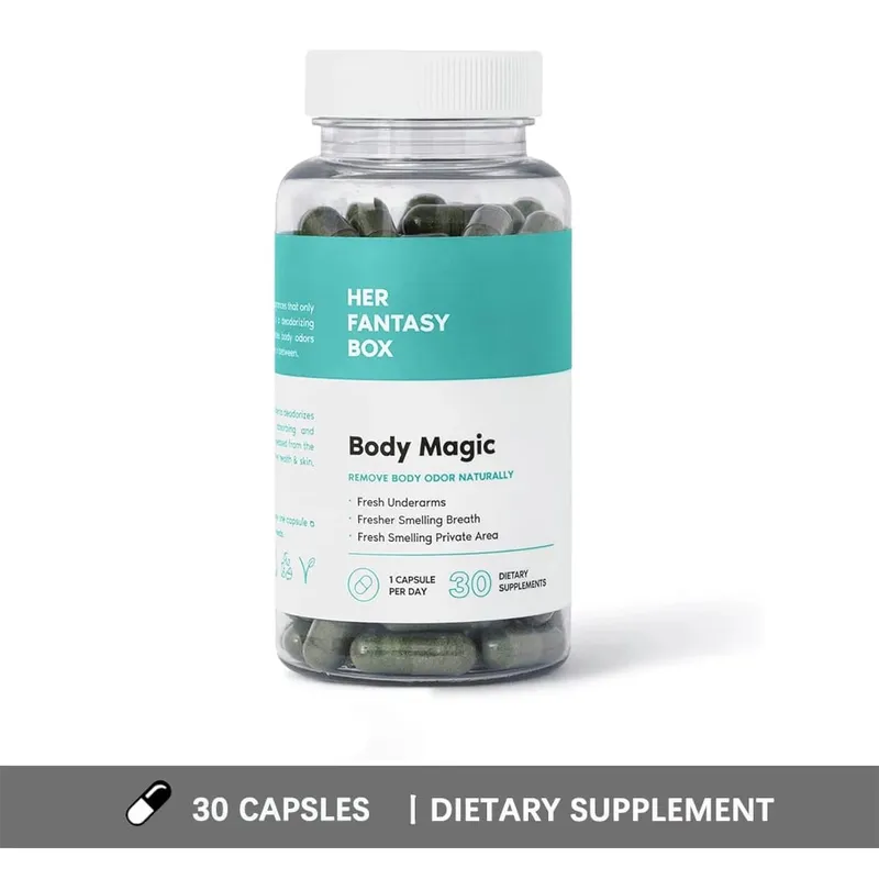Body Magic klorofill tabletták – Vegán kapszula természetes energiafokozó a testszag méregtelenítéséért és az emésztés támogatásáért a bél- és bőregészségért