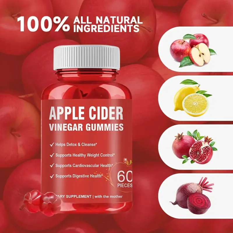 Apple Cider Vinegar Gummies Detox For Bloating and Constipation Slimming Fat Burning Digestive System Health — image 3