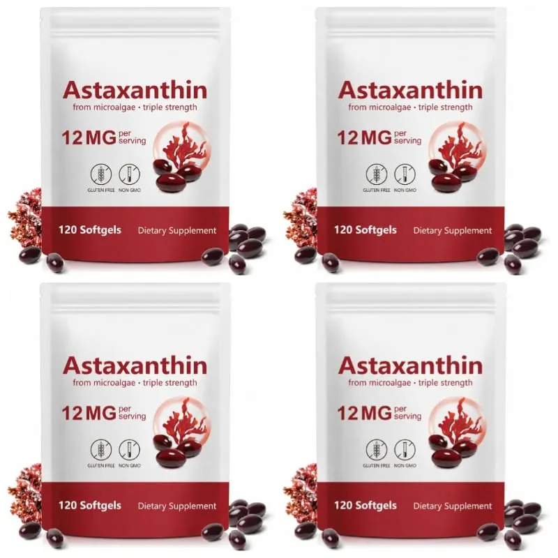 Astaxanthin Softgels From Microalgae Promotes Collagen Production Soy Free Gluten Free Non GMO Triple Strength 120 Softgels — image 11