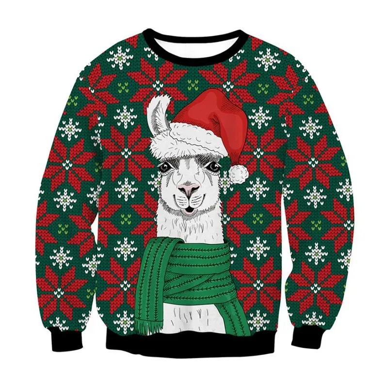 Festival Christmas Pattern Sweatshirts For Men Humping Reindeer 3D Printed Pullover Holiday Party O-Neck Hoodies Long Sleeves — image 34