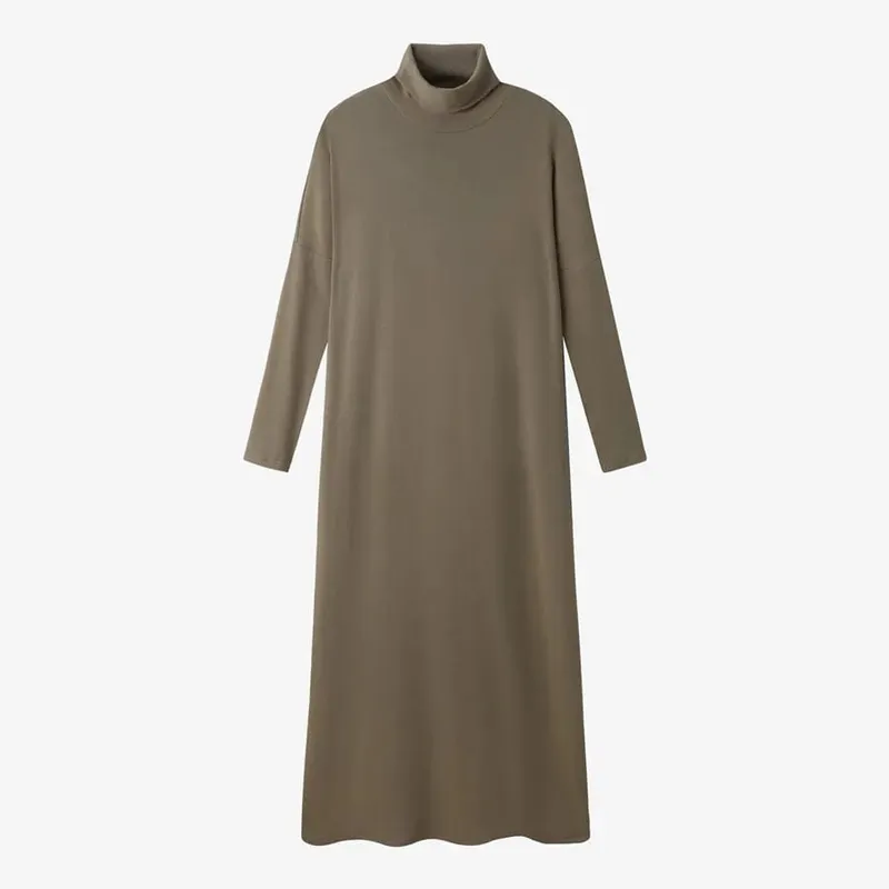 AS 2024 winter turteneck thicken ribbing dress malambot at kumportableng basic turn-down collar maxi dress ( Ipadala sa loob ng 1 araw) — image 9
