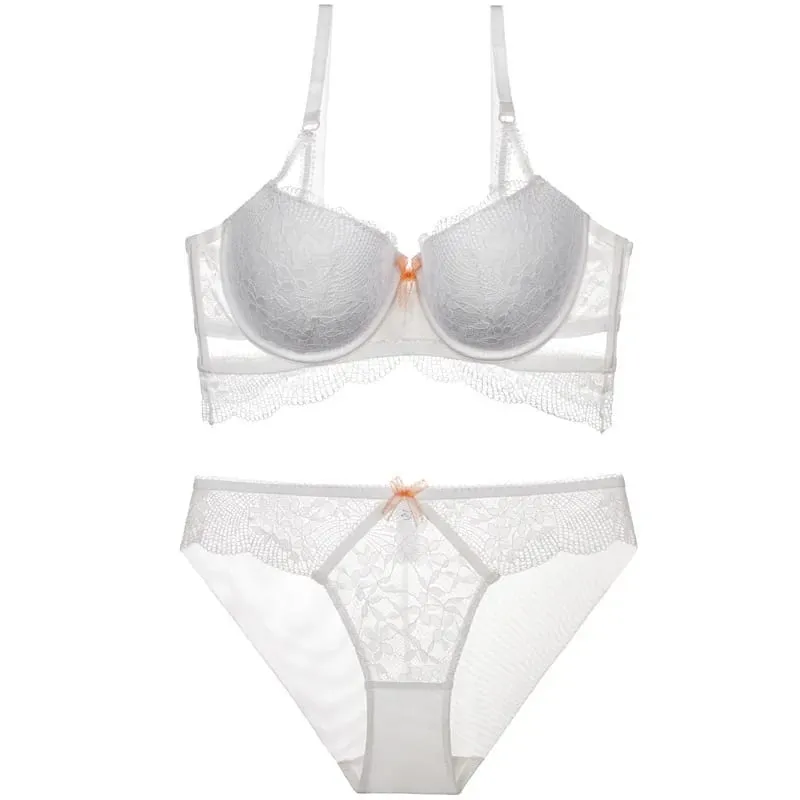 2023 Bagong Hollow Out Lingerie Para sa mga Babae Sexy Lace Bra at Panty Sets Push Up Adjustable Thicken Underwear Suit Malaking Sukat Intimate — image 5
