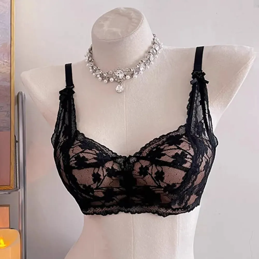 セクシーな BANERDANNI Halter Lace Bra Bow Padded Push Up Wireless Brassiere Soft Lingerie Small Bust Ladies Daily Casual Underwear — image 3