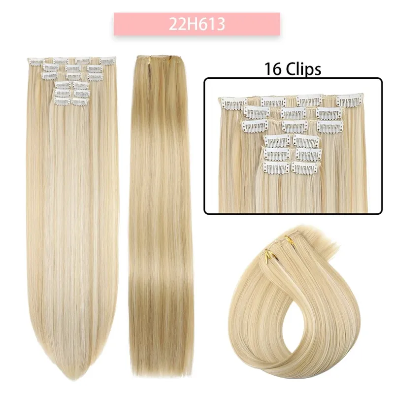 6-Piece Set 24-Inch Synthetic Clip-On Hair Extensions Straight Hair Removable Lightweight Synthetic Wig Women's Exclusive — image 19