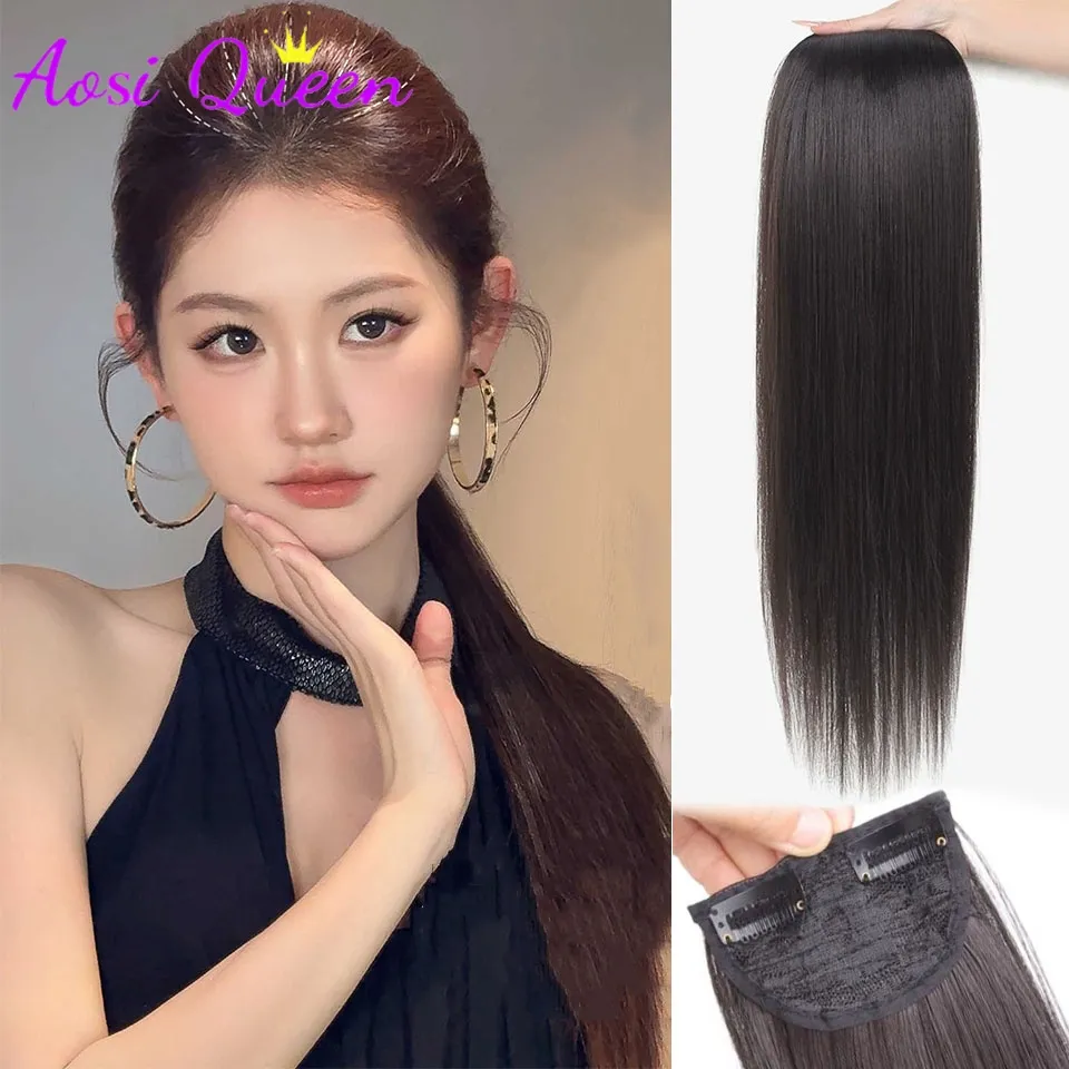 Fluffy Invisible Seamless Hair Pads Women Clip in Hair Extension Lining of Natural Hair Top Side Cover Piece Synthetic Pads — image 1