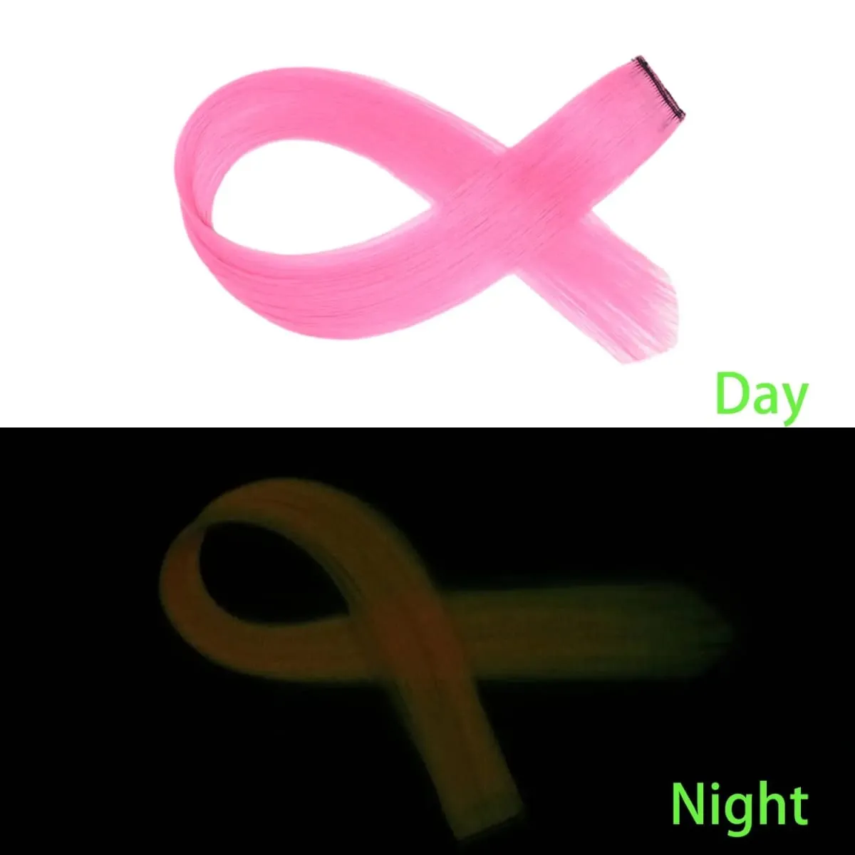 Glow In The Dark Clip‑In Hair Extensions 24 Inch Synthetic Peekaboo Highlight Hairpieces For Festival Halloween Party