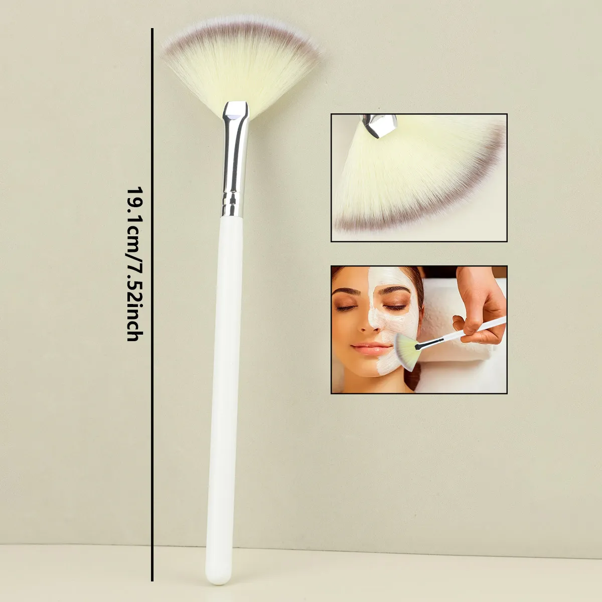1pc Soft Facial Fan Brush Blush Fan Mask Brushes Slim Soft Face Mask Brush Applicator For Peel Glycolic Masks Makeup — image 6
