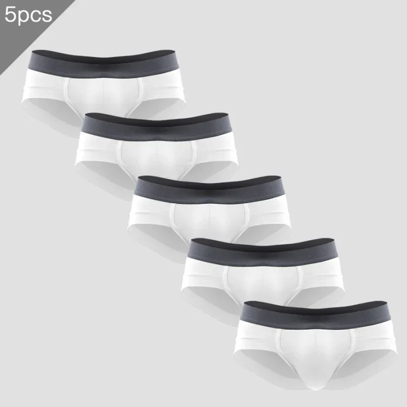 5PCSMen's three-piece briefs with U-shaped pouch, modal fabric, breathable, summer youth low-rise bottom pants — image 2