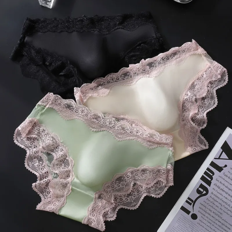 Men Triangle Panties Lace Trim Butterfly Knot Flower Pattern Manipis Super Kumportable U Bulge Pouch Breathable Transparent Underwe — image 2