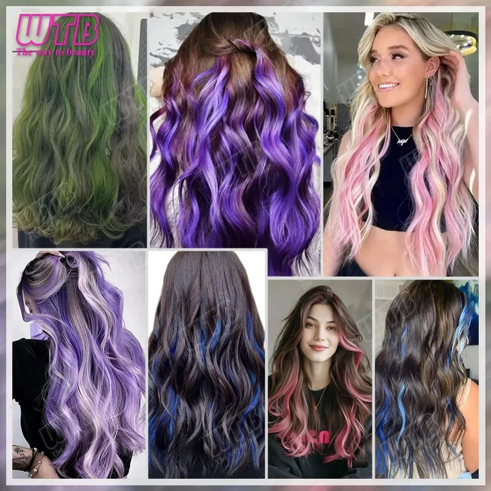 WTB Colored Synthetic Hair Extensions with BB Clip Style Curly Hair Extensions Suitable for Women to Wear During Holidays Events