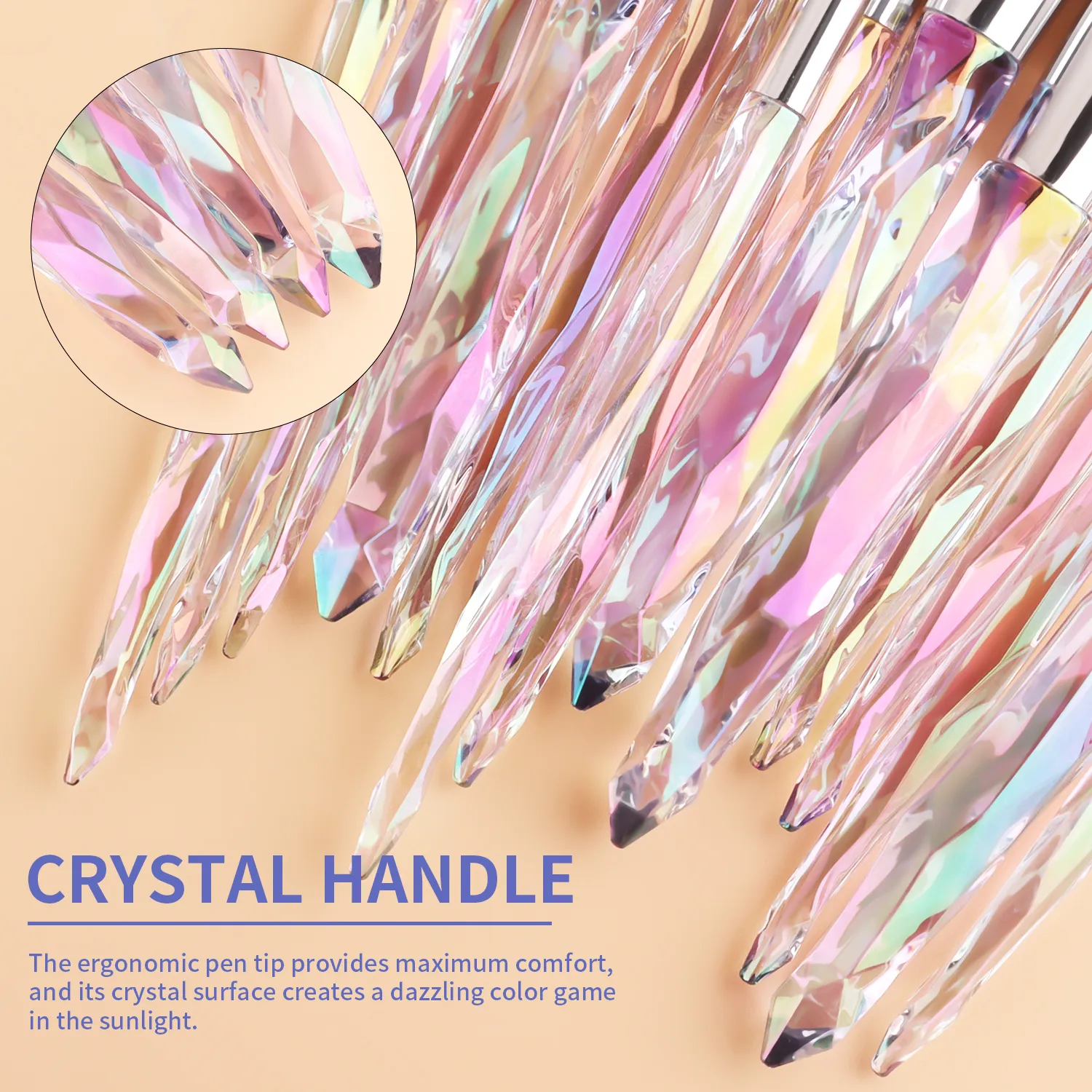 Professional 15Pcs Makeup Brushes Kit Dense Soft Bristle Crystal Handle Face Eye Cosmetic Brushes For Beginner Daily Makeup — image 4