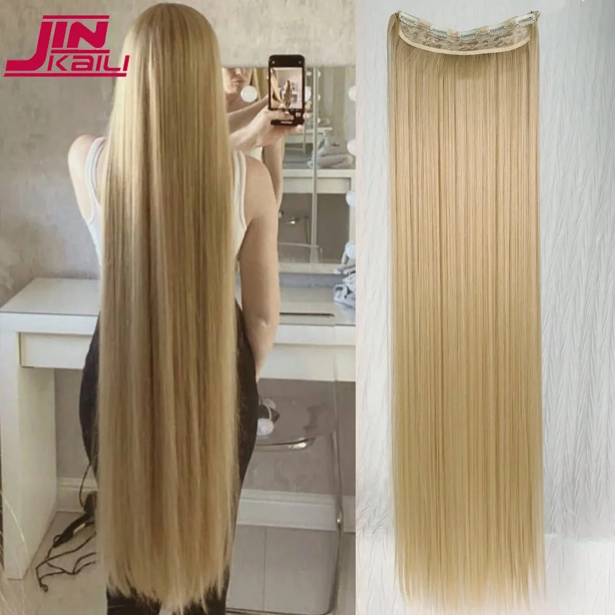 JKL Synthetic 5 Clip In Hair Extensions Long Straight Hairstyle Hairpiece Black Brown Blonde 80CM Natural Fake Hair For Women — image 10