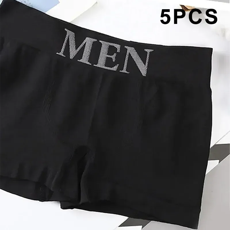 5Pcs Men's Plain Color Boxer Briefs Breathable High Elastic Cotton Underwear Soft Comfortable Underpants for Daily Gym Sports — image 10