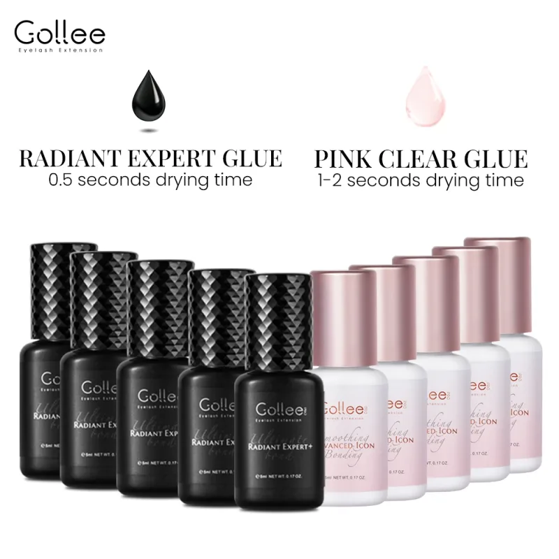 Gollee 0.5-1s Fast Dry Glue for Eyelash Extension Hypoallergenic Lash Extension Glue for Professional Artists Eyelashes Supplies